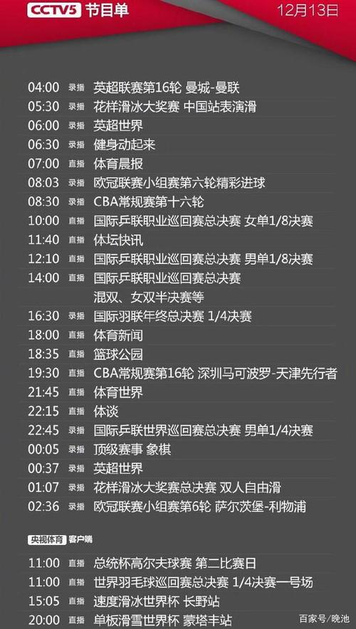 深圳体育直播频道节目表